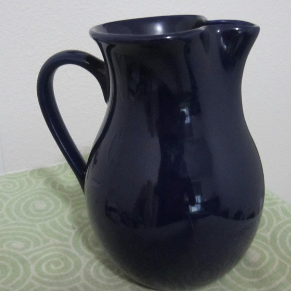 Vintage~Handcrafted Cobalt Blue Glass Pitcher Jug